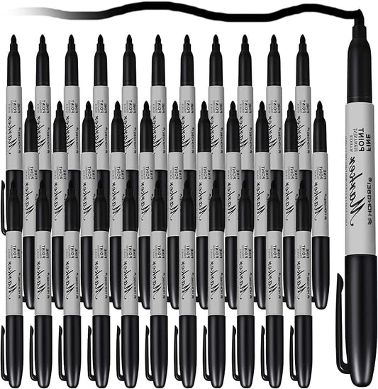 Thenshop 60 Pack Permanent Markers Bulk Black Permanent Marker Set Fine Point Pens Work on Wood, Metal, Stone, Glass