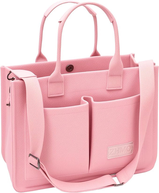 Tote Bag for Women With Compartments,Large Canvas Tote Women's Purse Crossbody Bags Work Laptop Book Bag Satchels Handbags