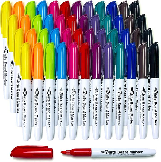 SFAIH Dry Erase Markers Fine Point 12 Colors, 48 Pack (4 Dozen) - Bulk Low Odor Whiteboard Markers for Departments, Training Rooms, Art Class | 5 Sizes: 12/24/48/72/144 Packs