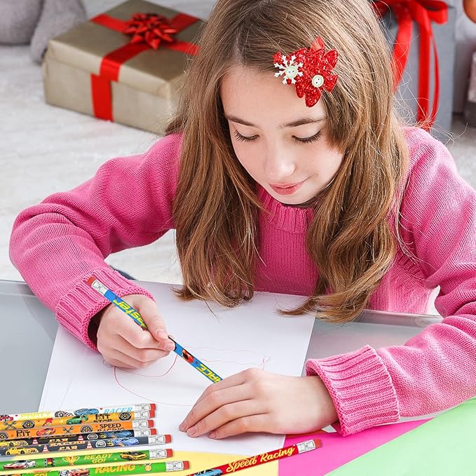 Cinrobiye 100 PCS Racing Car Pencils Race Cars Stationery Pencils Bulk with Eraser for Car Themed Birthday Party Favors Supplies School Classroom Office Giveaways Prizes Carnival Prize Game Gifts