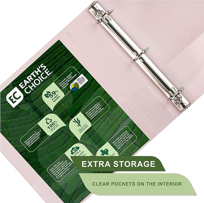 Samsill Plant-Based 2 Inch Durable D-Ring, Made in USA, View Binder, Eco-Friendly, USDA Certified Biobased, 4 Pack, Boho Assortment