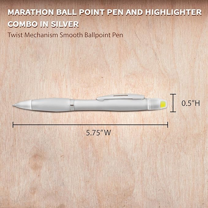 DISCOUNT PROMOS 10 Marathon Gel Highlighter Pens Pack - Twist Mechanism, Ballpoint - Silver