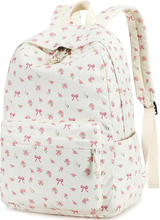 School Backpack for Teens Large Corduroy Bookbag Lightweight 15.6 inch Laptop Bag for Girls Women Casual High School College