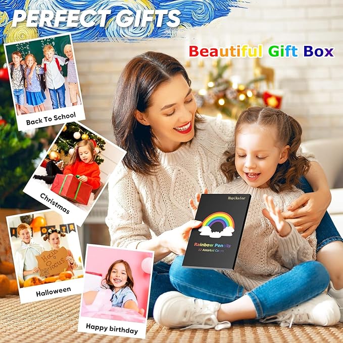Art Supplies, 12 Color Rainbow Colored Pencils for Kid, Drawing Pencil Set Halloween Stocking Stuffers for 5-12 Year Old, Holiday, Birthday, Christmas Gifts for Teen