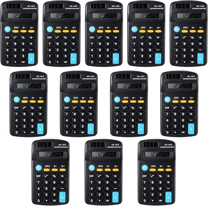 24 Pieces Pocket Size Mini Calculators Handheld Angled 8-Digit Display Calculators Basic Standard Small Accounting Desktop Supplies for Office School and Home