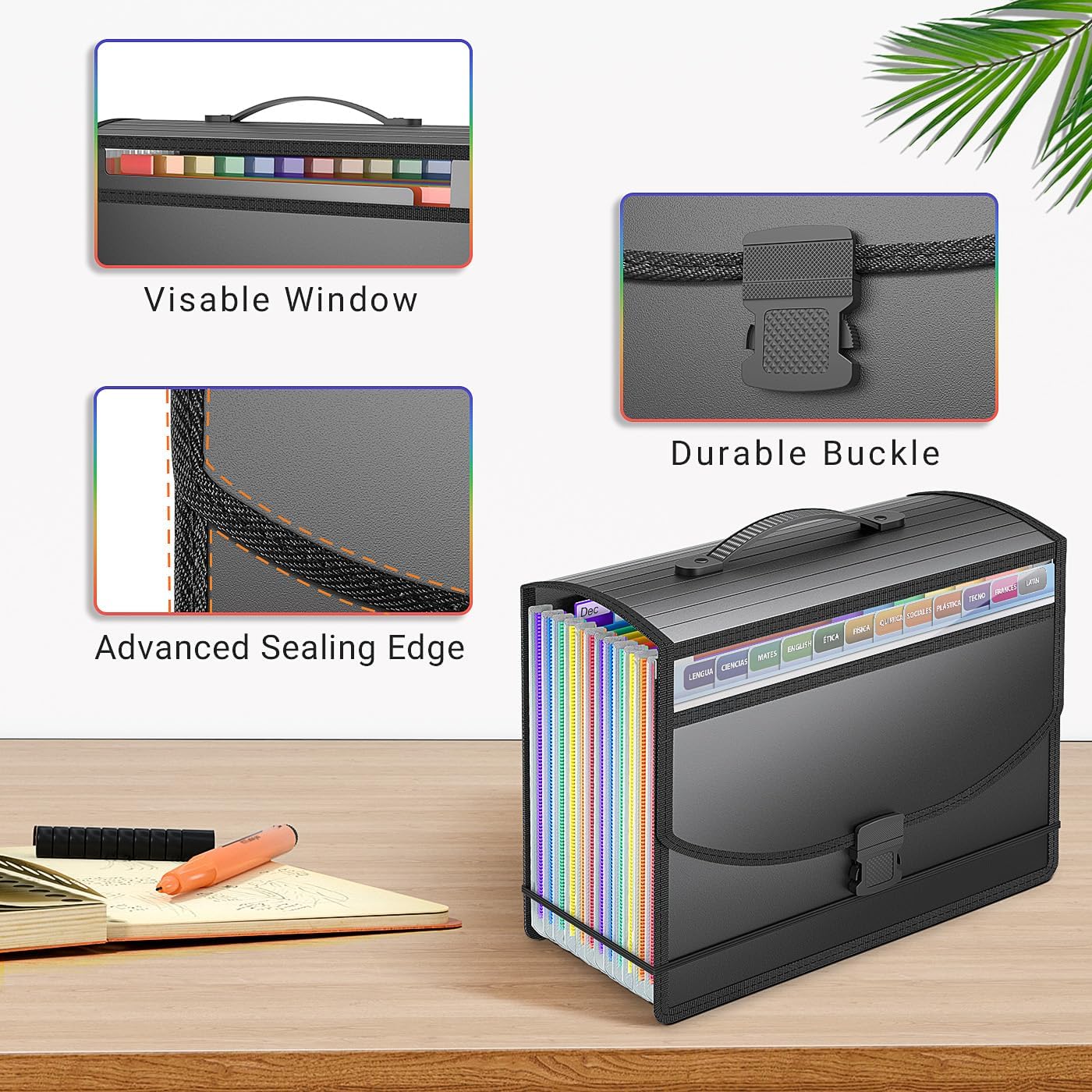 Expanding File Folder Accordion File Organizer with Handle,Fun Storage 13 Pockets Portable Document Organizer File Box Filing Organizer for Home School Office Traveling, A4 and Letter Size