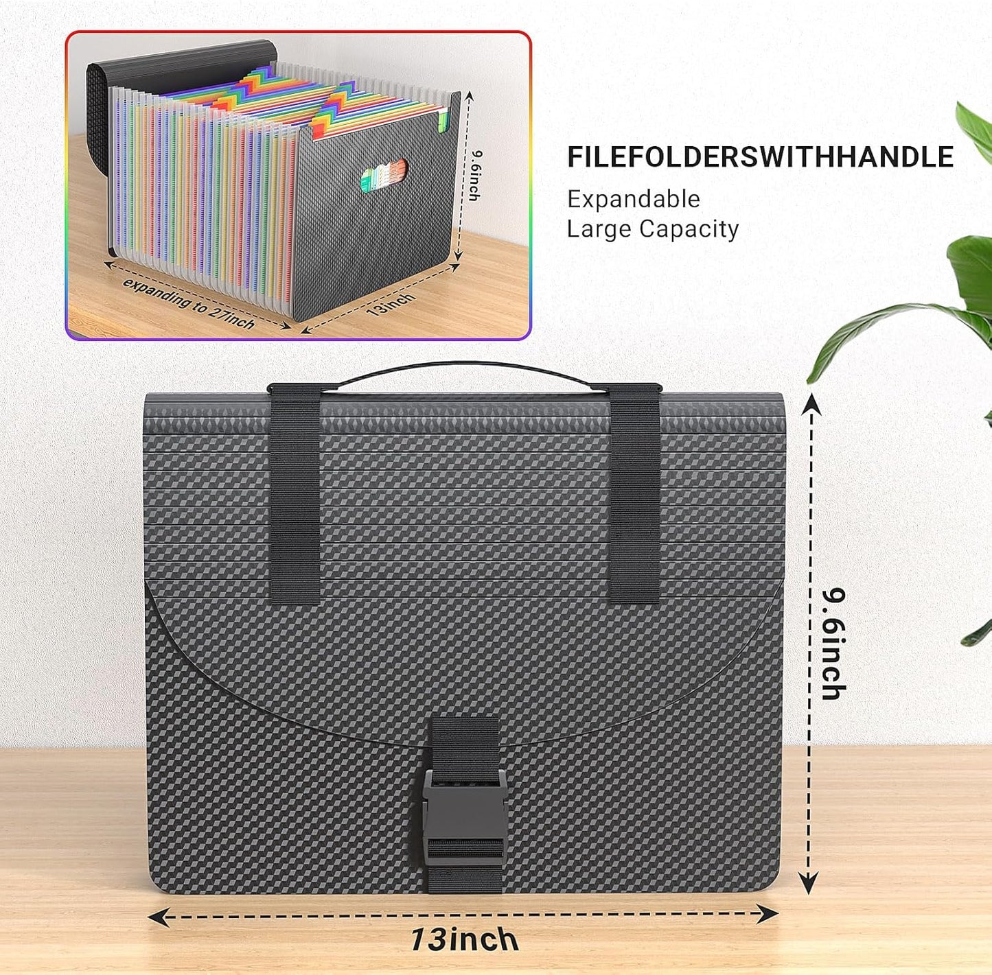 Expanding File Folders with Handle,25 Pockets Accordion File Organizer Expandable,Portable Expandable File Box,Sturdy Accordian Filing Organizer with Tab for Document Paper Bill Receipt,Diamond