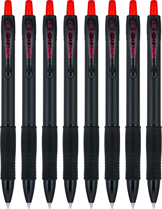 PILOT, G2 Edge Red Premium Gel Roller Pens, Sensory Writing Experience, 8ct box, Fine Point 0.7 mm