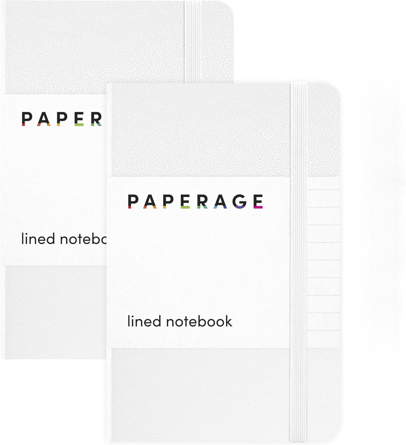 PAPERAGE Lined Pocket Journal Notebook, 2 Pack, (White), 160 Pages, Small Notebook, 3.6 inches x 5.6 inches - 100 GSM Thick Paper, Hardcover