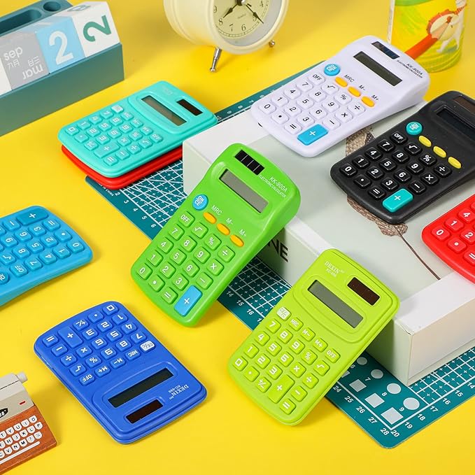 Chumia 50 Pieces Pocket Calculator Bulk Basic Small 4 Function Calculator Battery Powered Handheld Kids Mini Calculators for Students Desktop Primary School Home Office