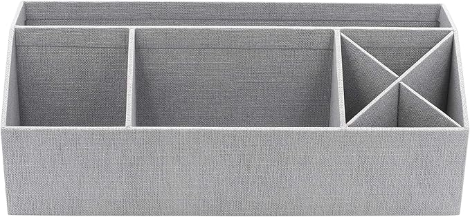 Bigso Elisa Desktop Organizer - Durable Office Desk Organizer with 7 Compartments for Office Supplies and Accessories - 13.1 in x 4.9 in x 4.9 in - White