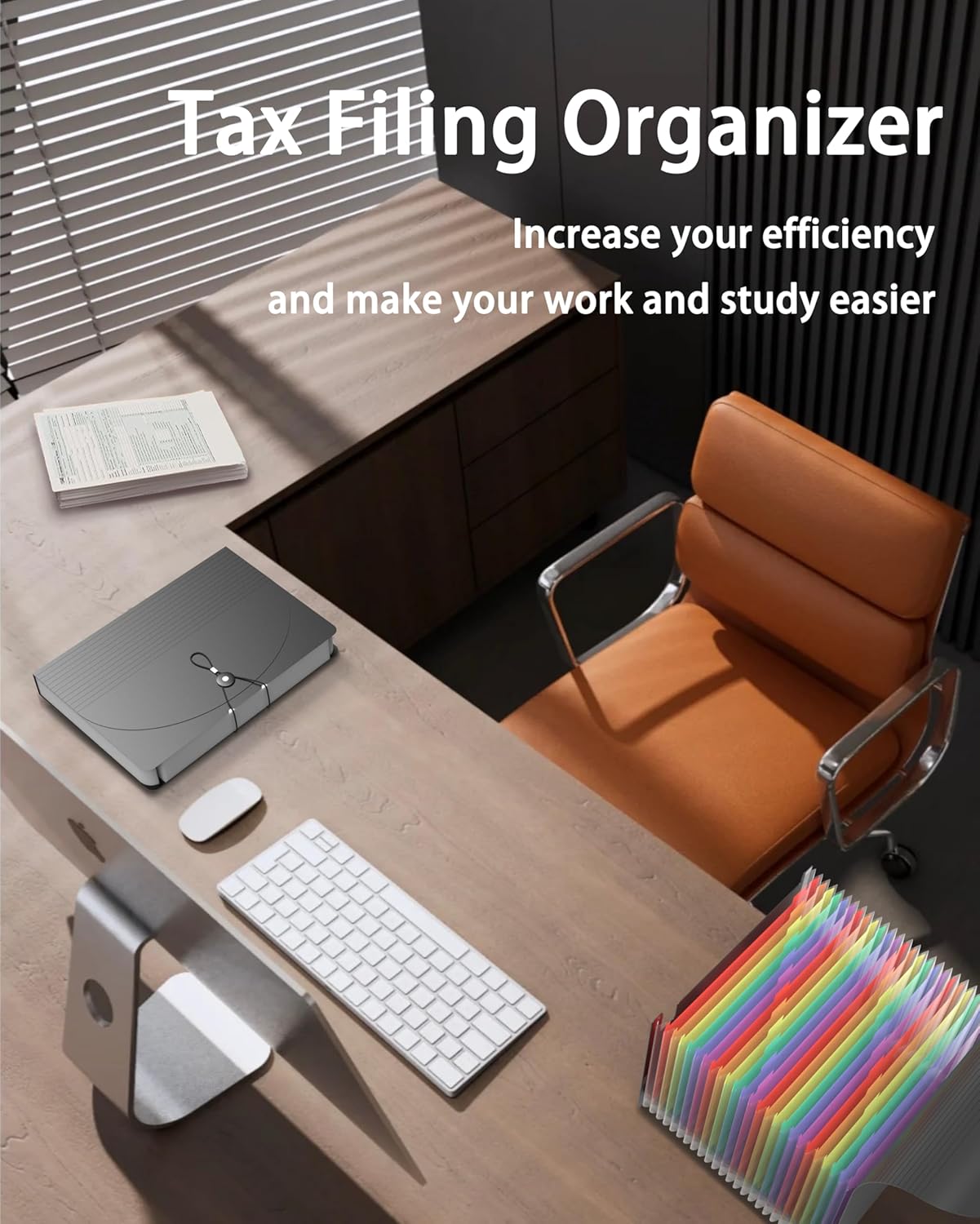 Accordion File Organizer, 2 Pack 24 Pockets Expanding File Folders, Portable Monthly Bill Receipt Documents Organizer with Colorful A-Z Tabs, Letter/A4 Size - Blue