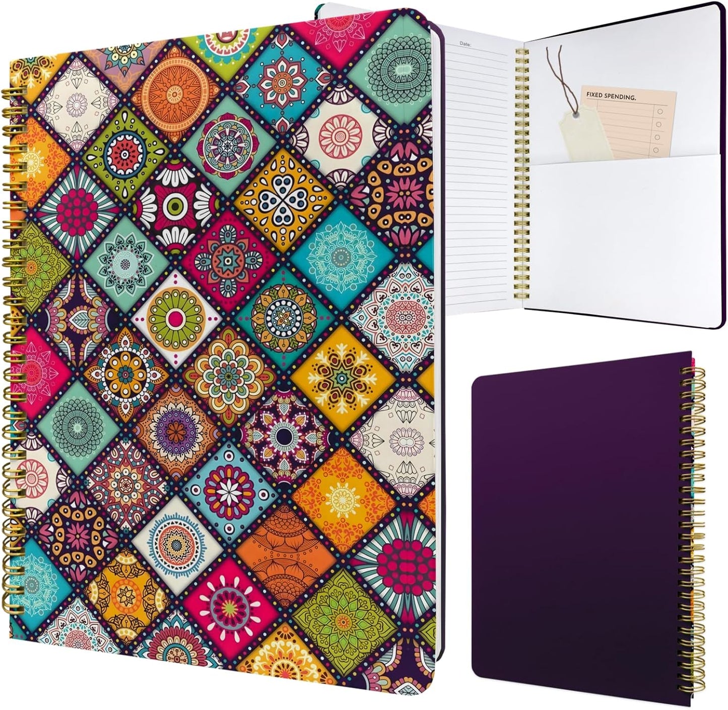 Cute Spiral Notebook journal B5 Aesthetic Pretty Design for Women Girls Kawaii with Pocket, 10 x 7.2 inch, Lined, Art