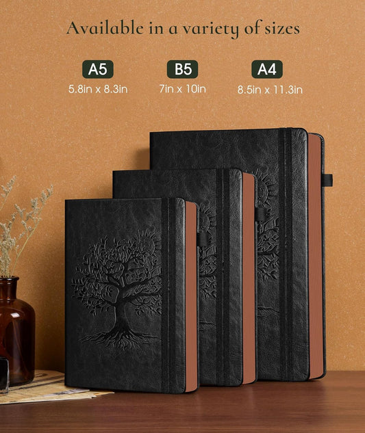 Vintage Leather Journal - 300 Page Lined Journal Notebook with Numbered Pages,A5 Notebook for Women Men,Travel Diary,Daily Journal for Writing, Note Taking, School & Work (5.8" x 8.3")