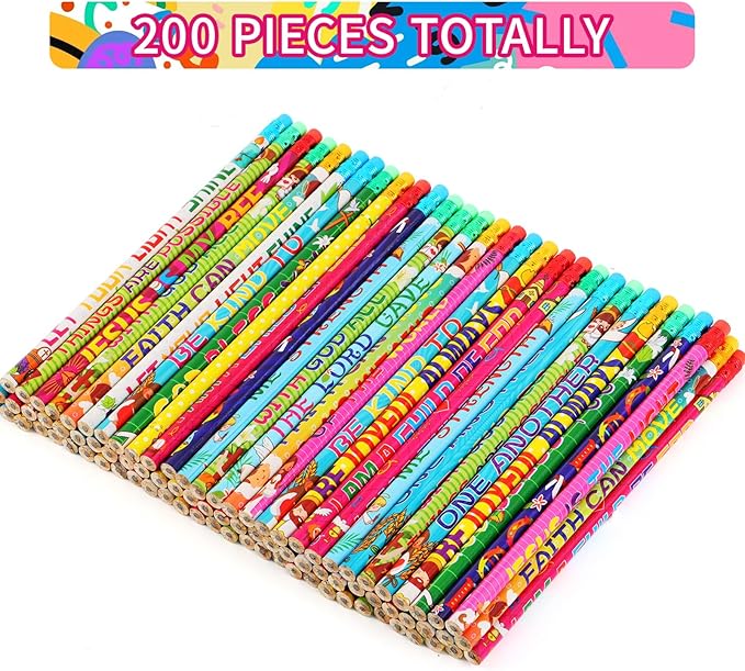 Kolewo4ever 200 Pieces Bible Verses Pencils Religious Pencil Christian Pencil with Inspirational Scripture for Students Teacher Classroom Religious School Supplies,20 styles