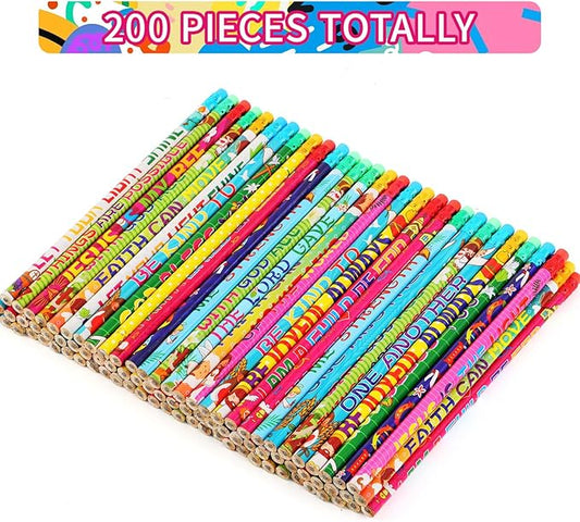 Kolewo4ever 200 Pieces Bible Verses Pencils Religious Pencil Christian Pencil with Inspirational Scripture for Students Teacher Classroom Religious School Supplies,20 styles