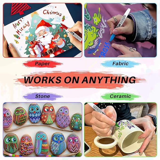 SFAIH 24 Colors Permanent Markers - Assorted Vibrant Colors, Quick Drying, Fade Resistant, Alcohol-Based Fine Point Permanent Markers for Paper, Plastic, Wood, Coloring, Drawing Doodling, Waterproof