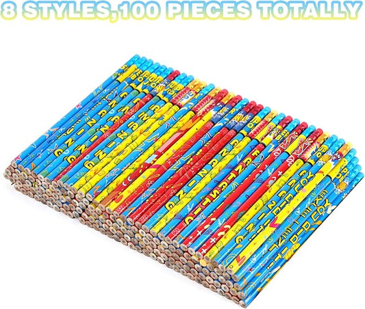 Kolewo4ever Inspirational Pencils, 100 Pieces with 10 Different Designs, Words of Encouragement, Smooth Graphite, Colorful Eraser, Suitable for School, Home, Office