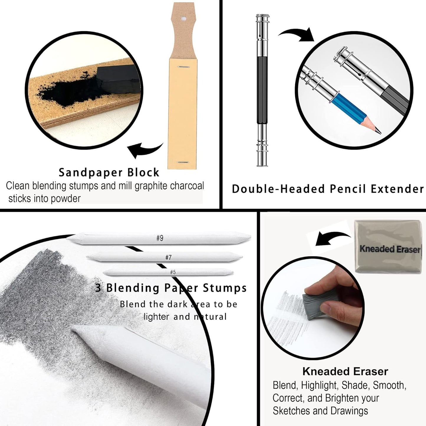 KALOUR 54-Pack Sketch Drawing Pencils Kit with Sketchbook,Include Graphite,Charcoal Pencils and Artists Tools,Pro Art Drawing Supplies for Adults Kids Beginners,ideal for Sketching Shading