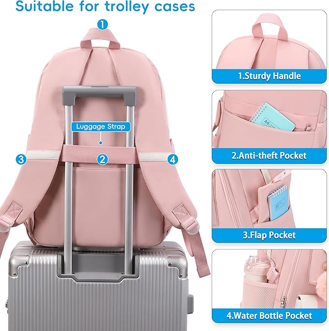 SHADOW VISION School Backpacks for Girls Backpack Cute Teen Girl Bookbag School Bag Backpack for Girls Teens (Pink)