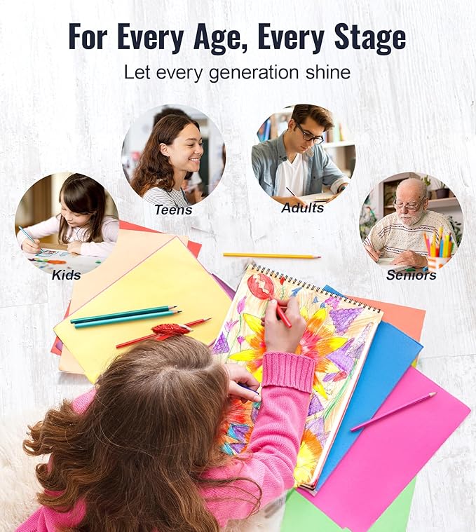 72 Pack Coloring Pencils, Colored Pencils for Adult Coloring Books with Soft Oil-Based Cores, Color Pencil Set for Sketching Blending Layering, Art Supplies for Kids Teens Adults Beginners Artists