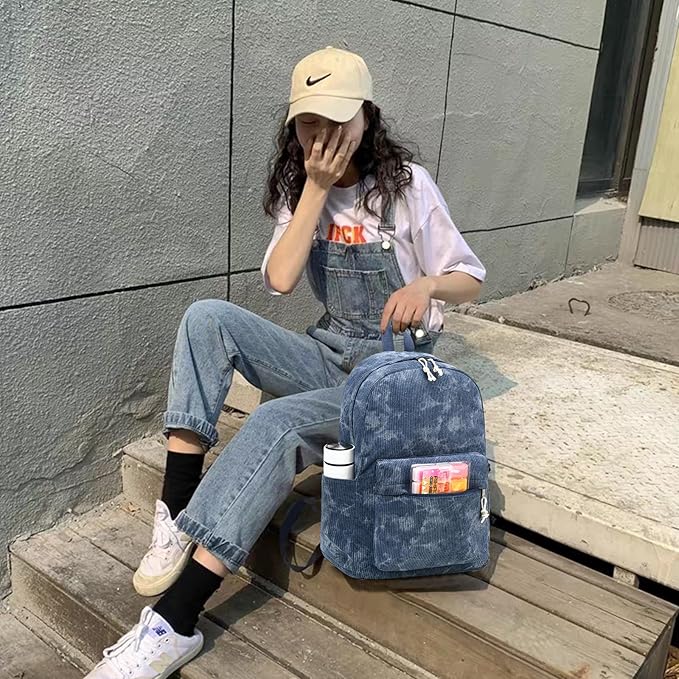 School Backpack for Teens Large Corduroy Bookbag Lightweight 15.6 inch Laptop Bag for Girls Women Casual High School College