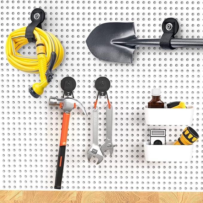 Homde Heavy Duty Magnetic Hook, 2 Velcro Strap and 2 Magnet Holder Combine, 2.6 inch Strong Utility Garage Hanger for Workshop,Toolbox, Storage (2 Black + 2 Orange)