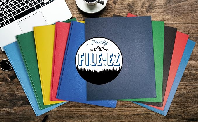 FILE-EZ Two-Pocket Folders, Gray, 125-Pack, Textured Paper, Letter Size (EZ-32430)