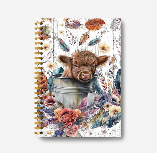 Highland Cow Notebook Journal - 5.5×8.3 Floral Spiral Journal Notebook, Highland Cow Gifts, Cow Gifts for Cow Lovers, Cow Gifts for Women, 164 Pages