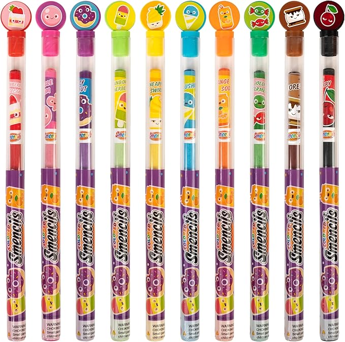 Colored Smencils (2 Pack) - Patented Gourmet Scented Colored Pencils made from Recycled Newspapers, 10 Count, Gifts for Kids, School Supplies, Classroom Rewards