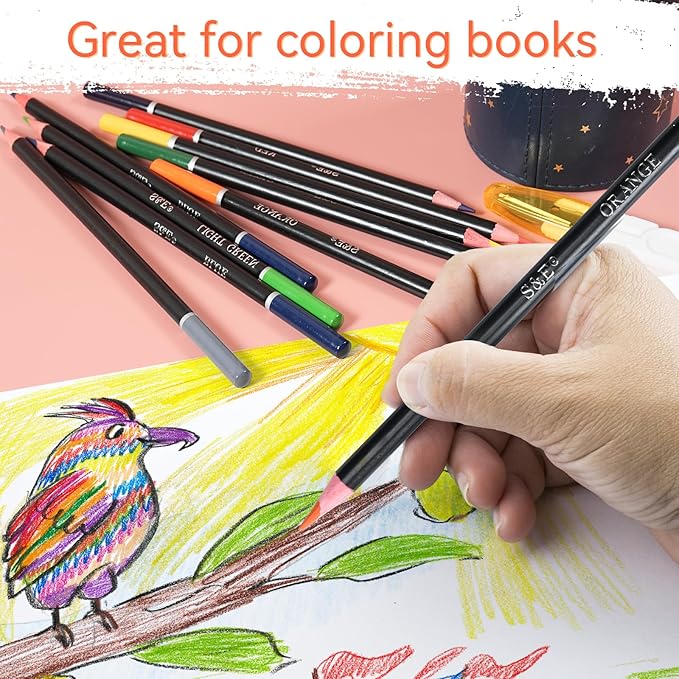 S & E TEACHER'S EDITION Colored Pencils 144Pcs, Pre-sharpened Super Soft Core Lead Coloring, Kid's Colored pencils,In Drawing Pencils, Woodcase Lead Pencils, Kids Bulk Back to School Supplies