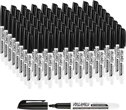Volcanics Black Chisel Tip Whiteboard Markers 80 Pack, Dry Erase Markers Bulk for White Board, School, Office, Classroom, Low Odor, Bold Black Ink, Large Quantity for Teachers and Businesses
