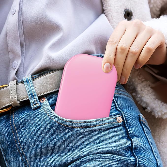 Benbilry Lighted Compact Travel Mirror with 3 Color Lights, 1X/3X Magnifying Ultra Slim Rechargeable Pocket Mirror for Purse, 2-Sided, Handheld, Folding, Portable, Pink