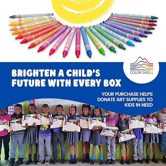 Color Swell Bulk Crayons Packs - 10 Boxes of 24 Vibrant Colors of Teacher Quality Durable for Home and School