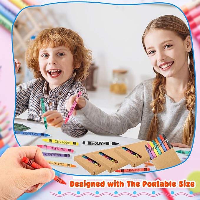 54 Pack Color Crayons Bulk Mini Crayon Boxes Wrapped Wax Crayons Pack Kids Classroom Art Craft School Student Teacher Party Supplies Birthdays Gifts