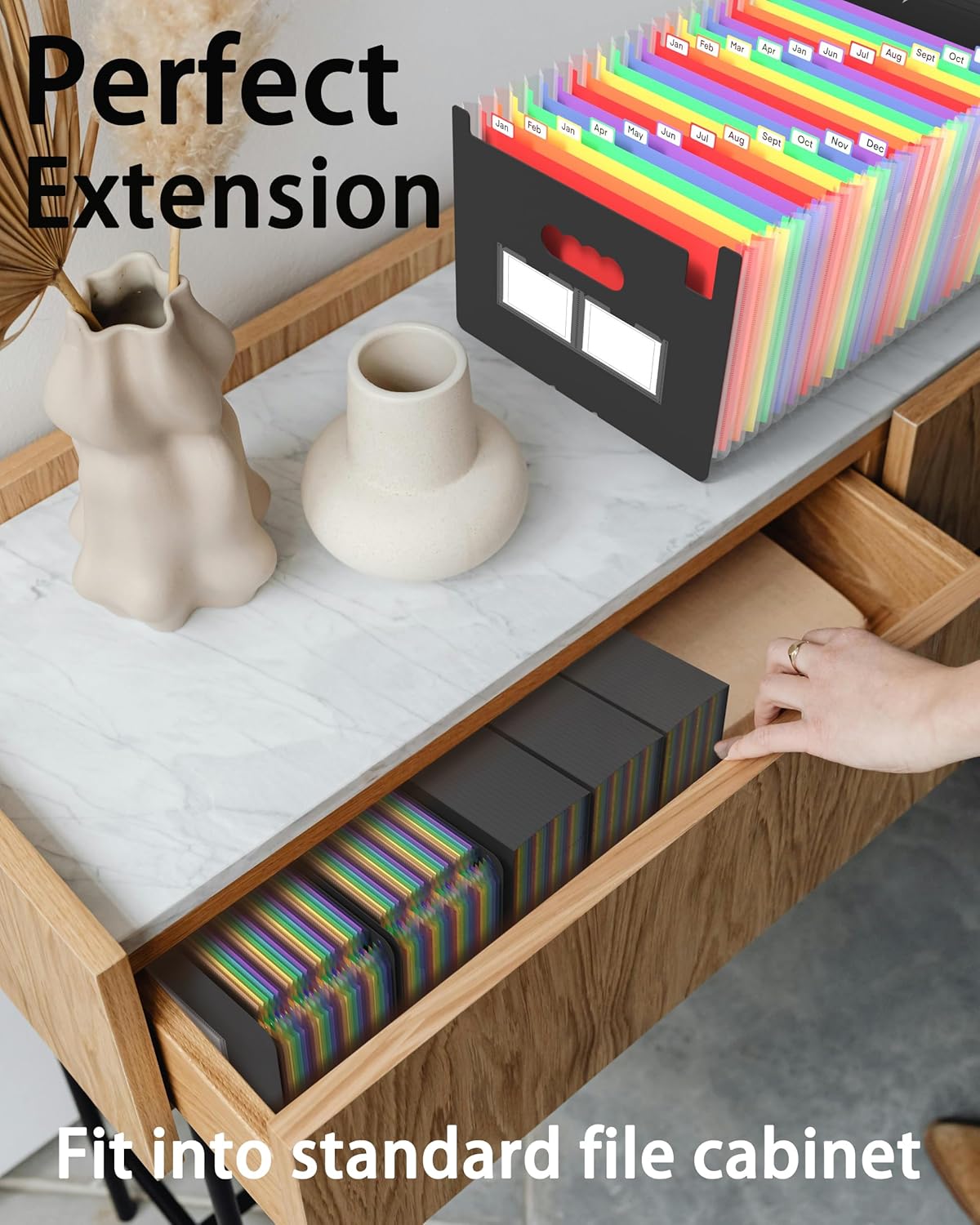 Accordion File Organizer, 24 Pockets Expanding File Folders, Portable Monthly Bill Receipt Documents Organizer with Colorful A-Z Tabs, Letter/A4 Size - Blue