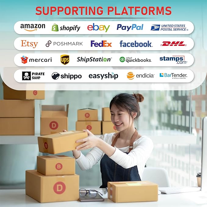 2054K-WF Mini WiFi Wireless Shipping Label Printer for iPhone Windows Mac Chromebook Android Support Amazon Ebay Paypal Shopify Shipstation UPS USPS FedEx Fanfold Direct Label