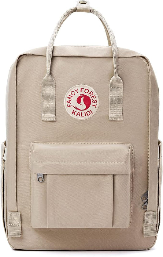 KALIDI Casual Laptop Backpack 15 Inches Classic Camping Rucksack Travel Outdoor Square Daypack College Hiking Gym Bag, Khaki