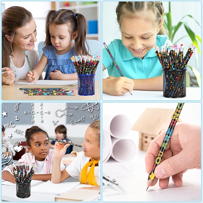 60 Pcs Motivational Pencils Bulk, Fun Inspirational School Pencils for Classroom, Cute Wood Pencils with Encourage Positive Sayings, Back to School Supplies for Kids Student Teacher Classroom Reward