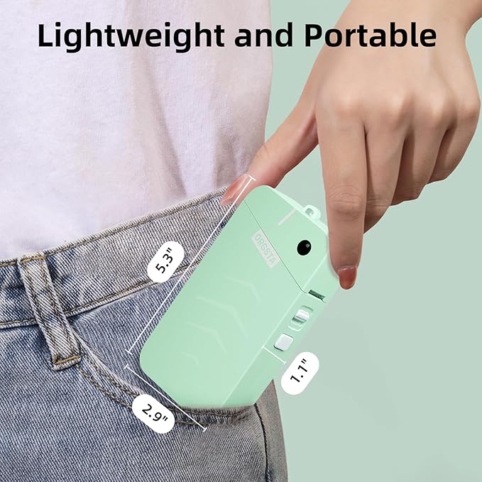 ORGSTA S001 Label Maker Machine with Tape, Portable Bluetooth Label Maker for Home and Office Organization, Thermal Label Printer Mini Label Maker with Multiple Templates, Green