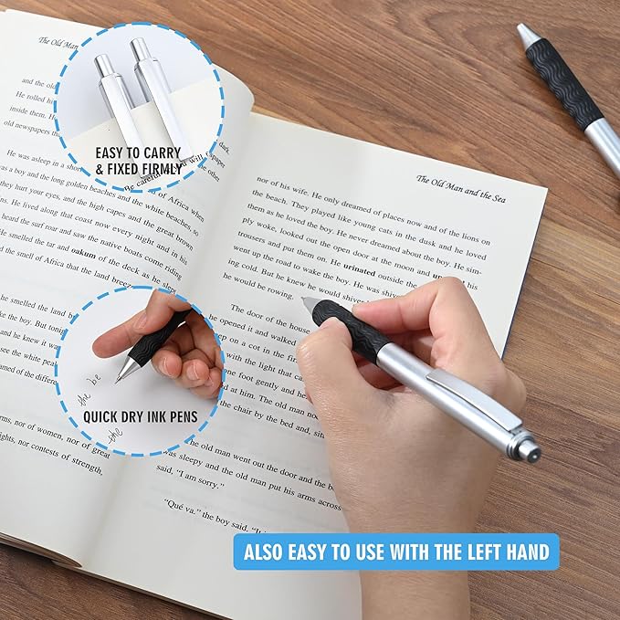 Bulk Black Pens, 50 Black ink Gel Pens,0.5 mm Fine Tip,Wholesale Fine Teacher Pens,Back to School Supplies,Gifts for Friends (Silver Body)