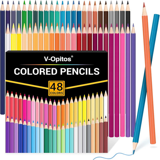 V-Opitos 48 Pack Colored Pencils Set, Pre-sharpened Coloring Pencils for Kids Beginners, Colored Pencils for Adult Coloring Books, Ideal Art Supplies for Sketching, Coloring & Painting
