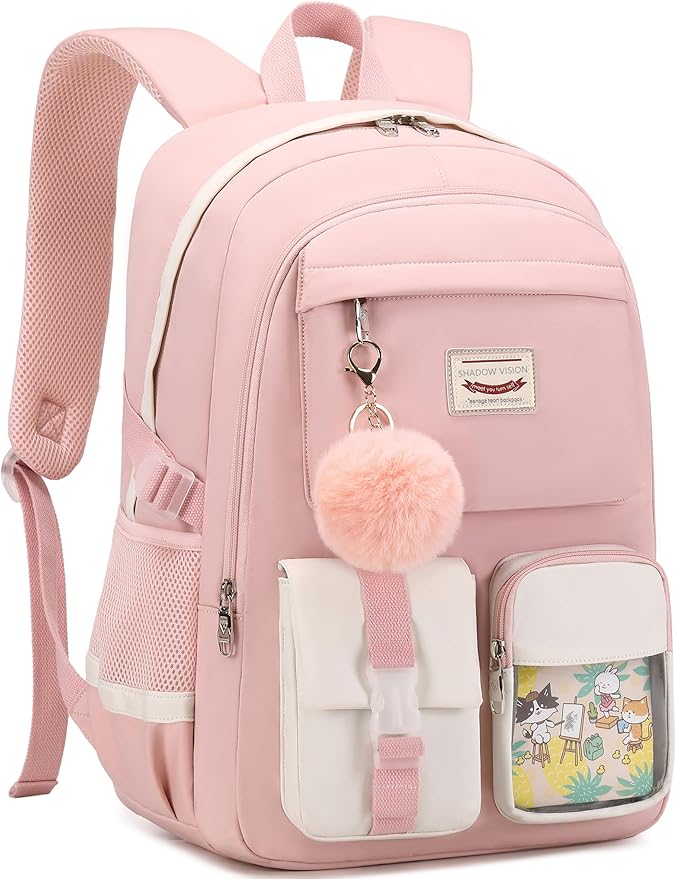SHADOW VISION School Backpacks for Girls Backpack Cute Teen Girl Bookbag School Bag Backpack for Girls Teens (Pink)