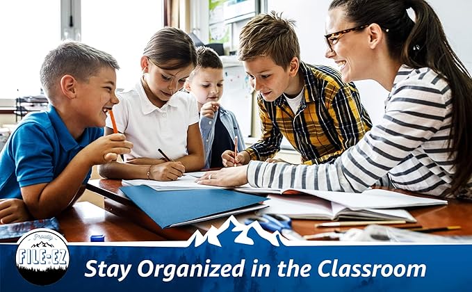 FILE-EZ Two-Pocket Folders, Light Blue, 125-Pack, Textured Paper, Letter Size (EZ-32420)