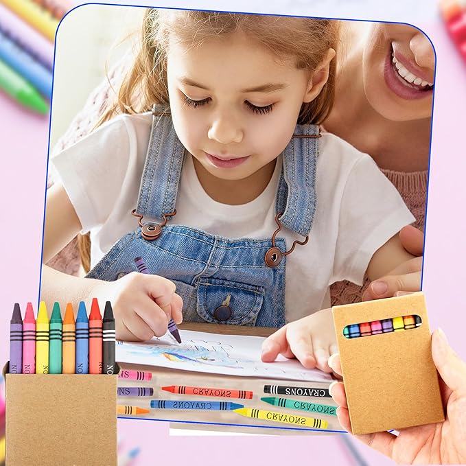 54 Pack Color Crayons Bulk Mini Crayon Boxes Wrapped Wax Crayons Pack Kids Classroom Art Craft School Student Teacher Party Supplies Birthdays Gifts