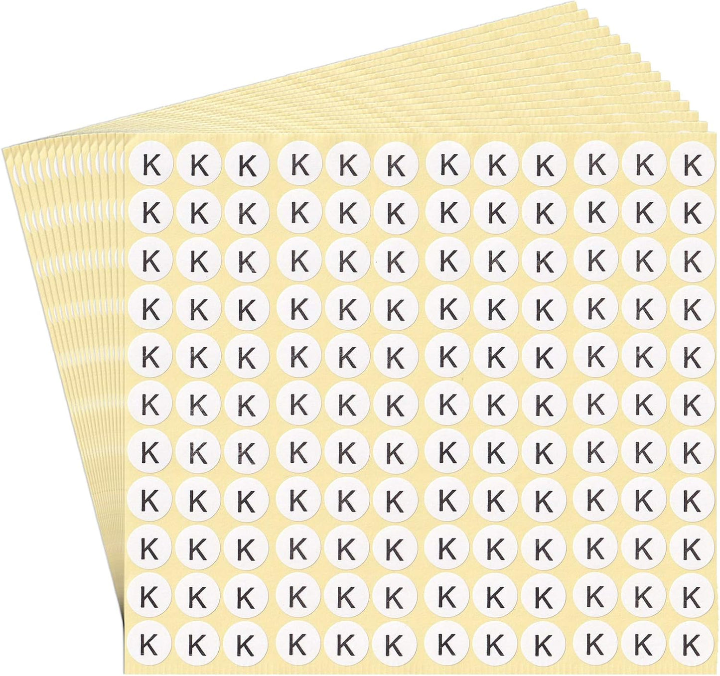 dealzEpic - Alphabet Stickers of The Letter K - Small Round Paper Self-Adhesive Peel and Stick Letter Labels - Set of 15 Sheets