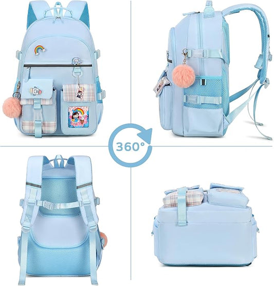 Hey Yoo Cute Backpack for School Backpack for Girls Backpack with Lunch Box Bookbag Set Kids Backpacks for Teen Girls