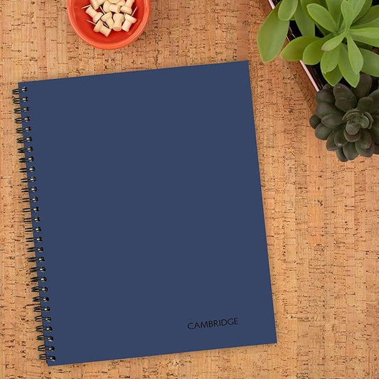 Cambridge Limited Business Notebook, Meeting Notes, Legal Ruled, 8-1/4" x 11", 80 Sheets, Soft Touch Flexible Cover, Wirebound, Blue (UN06132-20)