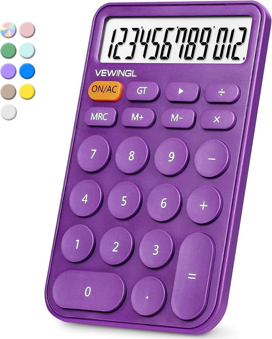 VEWINGL Standard Calculator 12 Digit,Desktop Large Display and Buttons,Calculator with Large LCD Display for Office,School, Home & Business Use,Automatic Sleep,with Battery