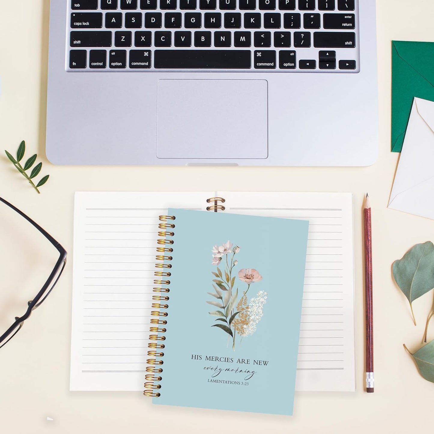 BearCake Blue Bible Christian Journals Floral Notebooks for Women Note Taking,Prayer Journal for Women, His Mercies are New Every Morning,Bible Study Journal for Women 5.5x8.3